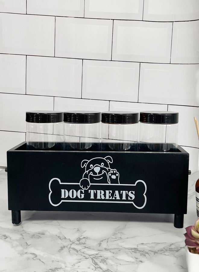Hlimior Large Dog Treats Container, Dog Cookie Jar for Dogs Cat Treats Container, Farmhouse Wood Pet Treats Storage Organizer for Dog Food Storage Container with 4 Jars, Cat Dog Treat Organizer - Image 5